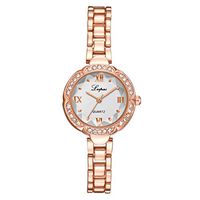 Women's Stainless Steel Quartz Wrist Watches with Diamond-Accented, Beauty & Delicate Hook Buckle Bracelet Watch (E)
