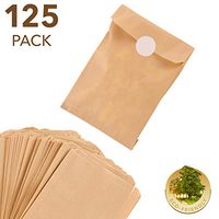 Paper Sandwich Bags Kraft Brown 125 Pack Includes White Round Stickers for Sealing - Unbleached Compostable Natural Kraft Paper Stock Bags for Bakery Cookies, Treats, Snacks, Sandwiches