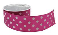 The Gift Wrap Company Sophisticated Spots 1.5-Inch Wired Edge Ribbon, Magenta (18984-61)