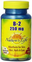 Nature’s Life Vitamin B-2, 250 | Riboflavin for Skin, Hair, Nails and Metabolism Support | Non-GMO, 50 VegCaps, 50 Serv.