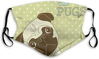 Cute Little Dog with Tilted Head with Lovely Expression I Love Pugs Pet Stretchable Tourism Filter Mask,Dust Mask with Filter