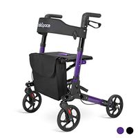 OasisSpace Lightweight Rollator, Compact Folding Rollator Walker with 8 inches Wheels Wide Seat (Purple)