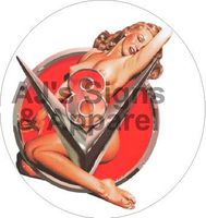 AJ's Signs & Apparel V8 Pin Up Vinyl style 2 sticker 5" x 4.7" for car, truck, van, laptop, walls etc,