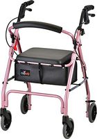 NOVA GetGo Classic Rollator Walker (Standard Size), Rolling Walker for Height 5’4” - 6’1”, Seat Height is 22.25”, Color Pink