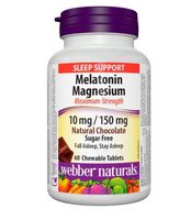 Webber Naturals Melatonin Magnesium 10 mg/150 mg · Maximum Strength, Natural Chocolate, 60 chewable Tablets