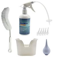 Jahyshow Hear Earwax Remover Kit for Adult Kids,Includes: Ear Wash Bottle, Wash Basin, Flexible Tube,5 Extra Tips,Small Bulb Syringe,Cleaning Brush