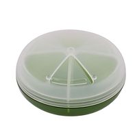 uxcell Plastic Hiking Round 3 Compartments Medicine Capsule Pill Container Box Case Green