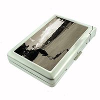 Perfection In Style Metal Cigarette Case with Built in Lighter Vintage Golf Design 005