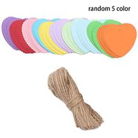 100PCS Gift Tags with Twine, Coxeer Heart Shape Hanging Tag Paper Tags Wedding Supply Birthday Party DIY Arts and Crafts