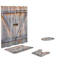 Togethor 4PCS Non Slip Toilet Polyester Cover Mat Set Bathroom Shower Curtain Next to The Toilet and Bathroom Door