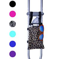 Crutcheze USA Made Premium Crutch Bag - Lightweight Pouch for Crutches with 3 Pockets - Tote Fits Adult & Youth Crutches - Accessories for Underarm Crutches (Leopard)