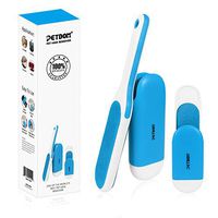 PETDOM Pet Hair Remover Brush Sturdy Handle - Double-Sided Lint Brush with Self-Cleaning Base - Removes Dog Cat Fur from Clothing, Furniture - Travel Size Included (Blue, Upgraded)