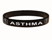 Asthma ID Bracelet Wristband - Black - 7 Inches - Youth