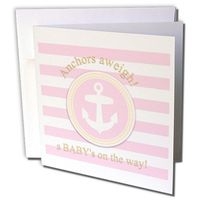 3dRose Anchors Aweigh A Babys on The Way for Pink Nautical Girl Baby Shower Greeting Cards, 6 x 6 Inches, Set of 6 (gc_179693_1)
