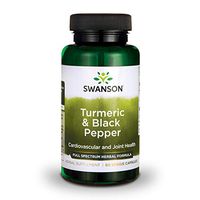 Swanson Turmeric and Black Pepper Organic Antioxidant Joint Cardiovascular Liver Detox Support Supplement for Better Absorption (Curcuma Longa 600 mg and Piper nigrum 5 mg per Serving) 60 Veg Caps