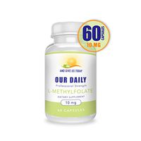 Our Daily Vites L-Methylfolate 10 mg / 10000 mcg Maximum Strength Active Folate, 5-MTHF, Filler Free, Gluten Free, Non-GMO, Vegetarian Capsules 60 CT (2 Month Supply)