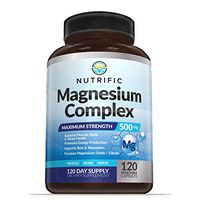 NUTRIFIC Magnesium Supplement – Chelated Magnesium Citrate & Oxide Complex for Healthy Bones, Muscle, Nerves, Energy & Relaxation - Potent, High Absorption 500mg - Gluten Free - 120 Vegan Capsules