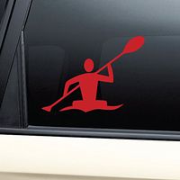 Kayak Kayaker Paddle Canoe Vinyl Decal Laptop Car Truck Bumper Window Sticker - Red