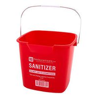 RW Clean 6 Qt Square Red Plastic Sanitizing Bucket - with Stainless Steel Handle - 8 1/2" x 8 1/2" x 7 1/4" - 1 count box - Restaurantware (RWT0592R)