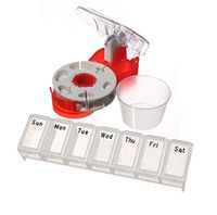 Medifacx ProRx Disc Pill Cutter with 1 Pill Catch Cup with Extra Large 7 Day Pill Planner with Braille