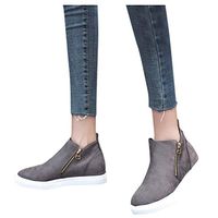 Cenglings Women Round Toe Hollow Out Increase Height Zipper Ankle Boots Flat Wedges Shoes High Heel Office Work Shoes