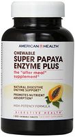 American Health Super Papaya Enzyme Plus Chewable Tablets, Natural Papaya Flavor - Promotes Digestion & Nutrient Absorption, Contains Papain & Other Enzymes - 180 Count, 60 Total Servings