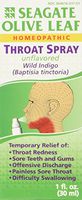 Seagate Products Homeopathic Olive Leaf Unflavored Throat Spray (Pack of 1) 1 Ounce