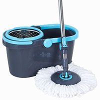 Mop and Buckets Sets Deluxe 360 Spinning Mop Bucket Floor Cleaning System Spin Mop Bucket System Stainless Steel for Floor Cleaning (Color : Blue, Size : 46x27x25cm)
