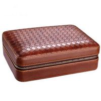 Exquisite Packaging, Weaving Patterns, Smoking Storage Tools, Cigar Boxes, Cedar Wood, Portable Cigar Boxes, About 4 Sticks (Color : Brown)