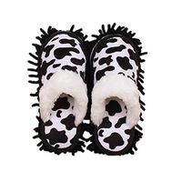 Jitnetiy Cow Pattern Microfiber Mop Slippers Shoes Detachable House Floor Dust Cleaning Tool (Women 8.5-9/Men 11-11.5)