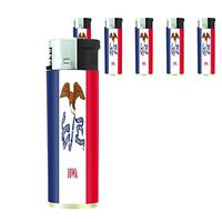 JS & Caren Iowa State Flag Lighters S1 Set of 5 Electronic Flame Cigarette Smoking