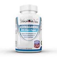 Ashwagandha 1,300 MG Anti Anxiet Pure Organic Ashwagandha Root and Black Pepper Extract Natural Support for Anxiety Relief, Mood, Stress, Thyroid, Cortisol, Adrenal Support, Non-GMO, 60 Capsules
