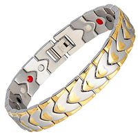 Mens Health Magnetic Bracelet for Arthritis Pain Relief with 4 Elements Elegant Heart-Shaped Bracelets,Gold