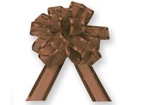 CHOCOLATE Sheer w/ Satin Edge4" - 18 loops- Organza Pull Bow (5 unit, 12 pack per unit.)