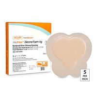 Bordered Silver Silicone Ag Sterile Highly Absorbent Antibacterial Dressing, Sacral, Sacrum 7"x 7" (4.9"x 4.7" Pad), 5 dressings, MedHeal by MedvanceTM/Box
