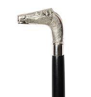 Vintage 37" Walking Stick - "Ebony" Black Sheesham Wood Decorated with Horse Shaped Silver Handle