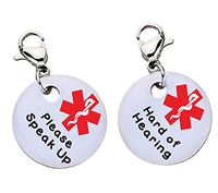 Please Speak Up and Hard of Hearing Medical ID Bracelet Charm-Parent (Stainless Steel),XX19