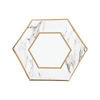 White Marble Dinner Paper Plates with Foil