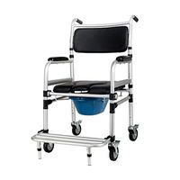 Vei Jie Chrome-Plated Steel Commode Chair, Portable Bathroom Chair, Mobile Toilet, Round Bowl and Pedal Wheelchair, Detachable Storage, Elderly, Disabled db