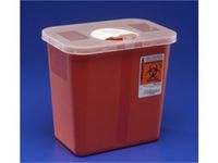 Bulk Pack 2 Gallon Sharps Disposal Containers, Multi-Purpose, Clear Container w/hinged rotor lid, 10"H x 7.25"D x 10.5"W, 20/cs