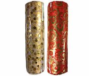 Shiny Metallic 3-Yards Christmas Gift Wrapping Organza Ribbon (Red Swirls & Gold Dots)