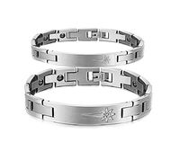 His or Hers Matching Set Couple Titanium Bangle Bracelet Magnetic Simple Korean Style Anti-fatigue in a Gift Box (His)