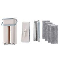 Flat Squeeze Mop and Bucket,Mop Bucket with Wringer,Floor Mop,Spin Mop,for Floor Cleaning with 2/4 Washable Microfiber Mop Pads (Multicolor 4pcs Mop Cloth)