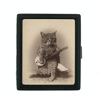 Perfection In Style Metal Cigarette Case Vintage Cat Design 013