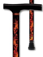 Walking Cane T Handle Derby Real Flames Design Adjustable Aluminum Walking Cane Men or Woman