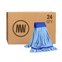 Bulk Large Microfiber Tube Mop Head (18 oz.) | Wholesale Commercial Industrial Wet Mops | Machine Washable | Blue | Case Quantity (24 Count)