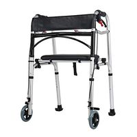 Walker with Hand Brake Walking Frame Folding Lightweight 2 Wheel Aluminum Alloy Mobile Waterproof Soft Seat