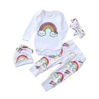 kaiCran 4Pcs Toddler Baby Rainbow Outfit Sets,Cotton Clothes for Boy and Girls (White, 80)