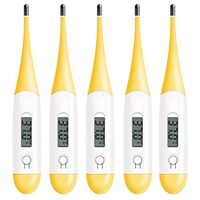 Best High Precision Thermometer for Fever Test with Flexible Tip, LCD Digital Body Temperature Accurate & Fast Reading Oral Cavity, Rectum, Armpit Thermometer for Baby, Child & Adult (5 Pcs, Yellow)