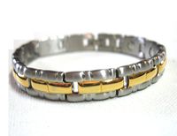 Mens Magnetic Link Bracelet High Guass Magnets in Two Tone Design